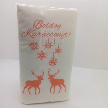   Karácsonyi szalvéta 1/8 hajtott 55 db/csomag - szarvasos, feliratos