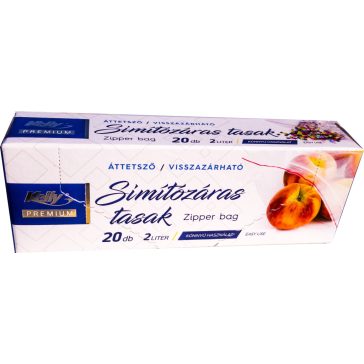   Kelly Premium Simítózáras tasak, visszazárható - 2 liter, 20 db
