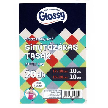   Glossy Visszazárható simítózáras tasak, 2 méret - 20 db