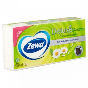   Zewa Deluxe Camomile Comfort illatosított papírzsebkendő - 3 rétegű, 90 db