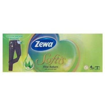   Zewa Softis Aloe Balsam illatosított papírzsebkendő - 4 rétegű, 10x9 db