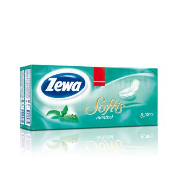   Zewa Softis Menthol Breeze illatosított papírzsebkendő - 4 rétegű, 10x9 db