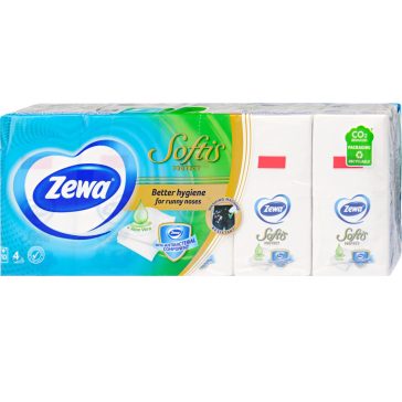   Zewa Softis Protect papírzsebkendő - 4 rétegű 10x9db - Aloe verával
