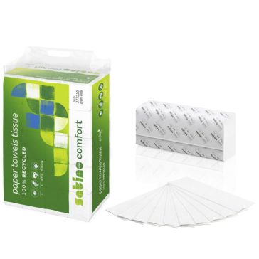   Interfold kéztörlő "Z" 2rtg. 20,6x24cm -150lap/csom - 25csg/ karton , fehér-  Wepa Satino - W277330
